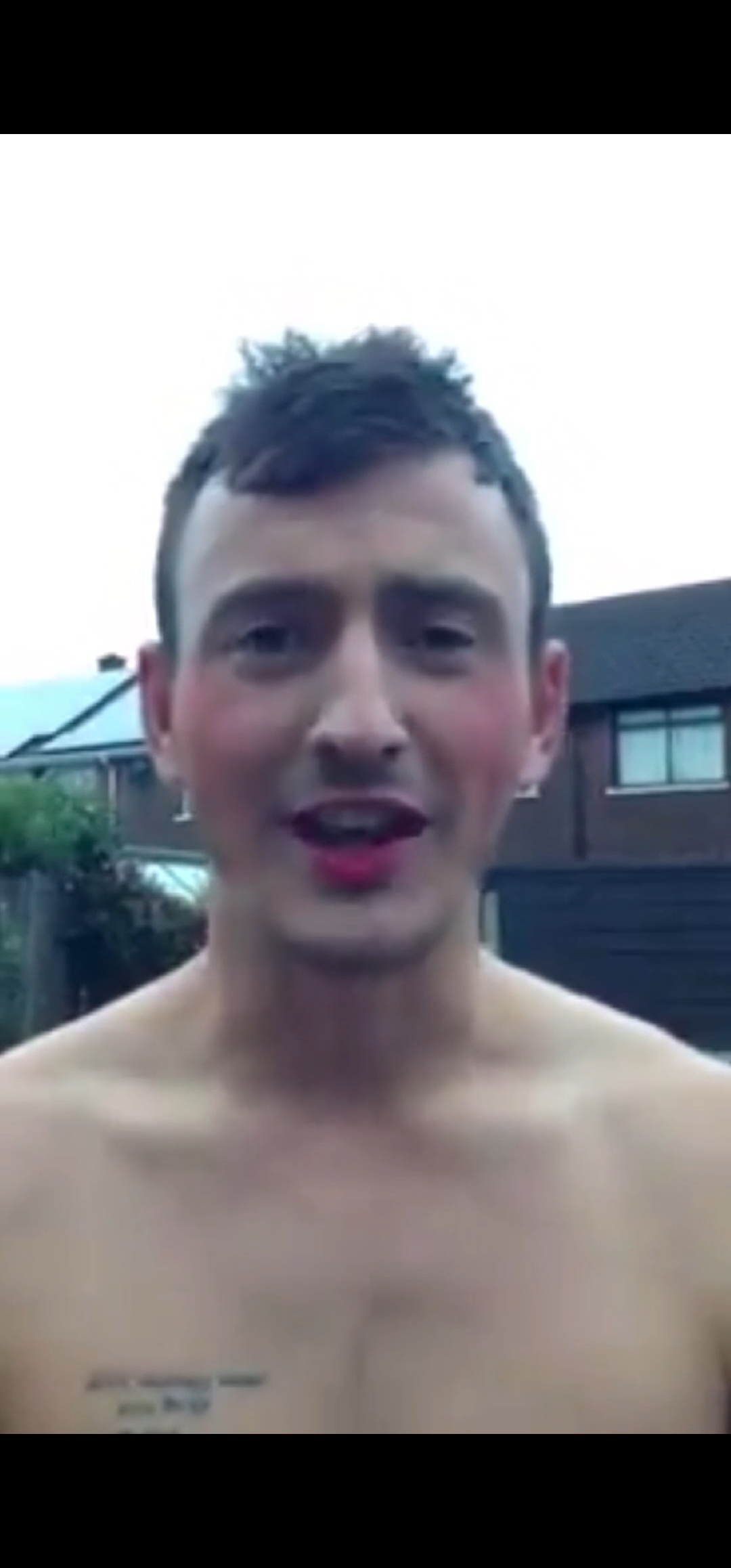 A British lad doing the ice bucket and cock in a sock