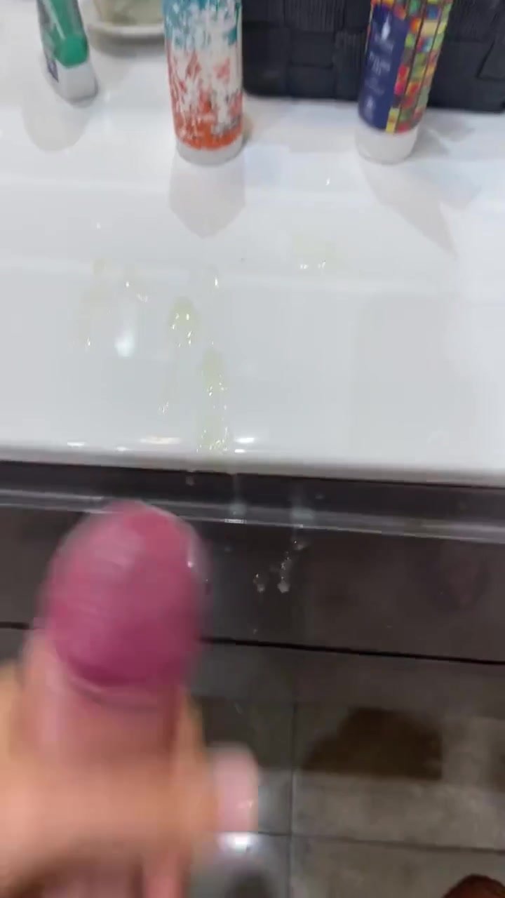 Spanish Lad Blows Massive Load In Washroom!!