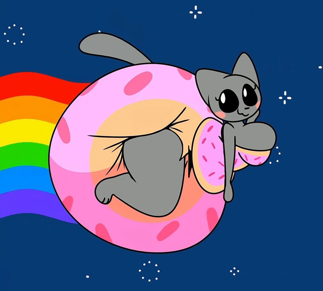 Nyan cat fills his diaper in space