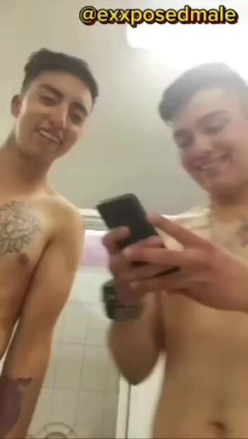 Latin military men in the shower