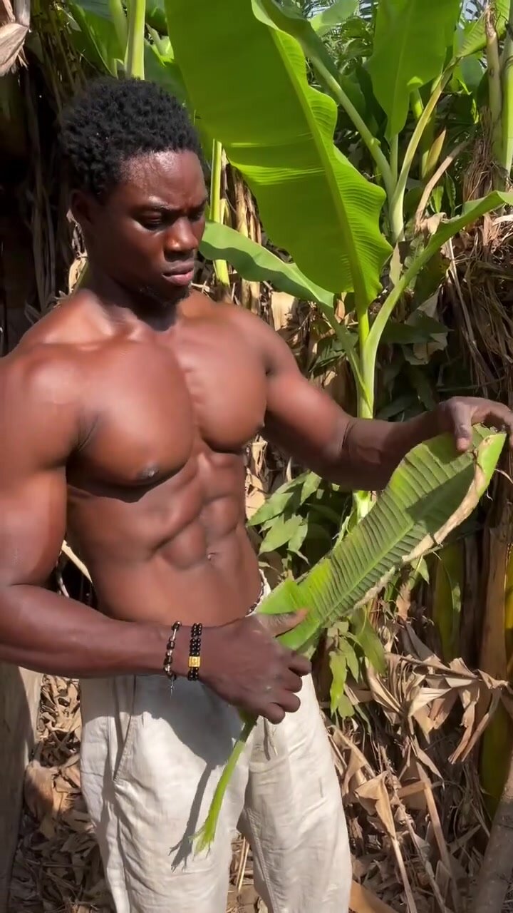 African muscle working and posing