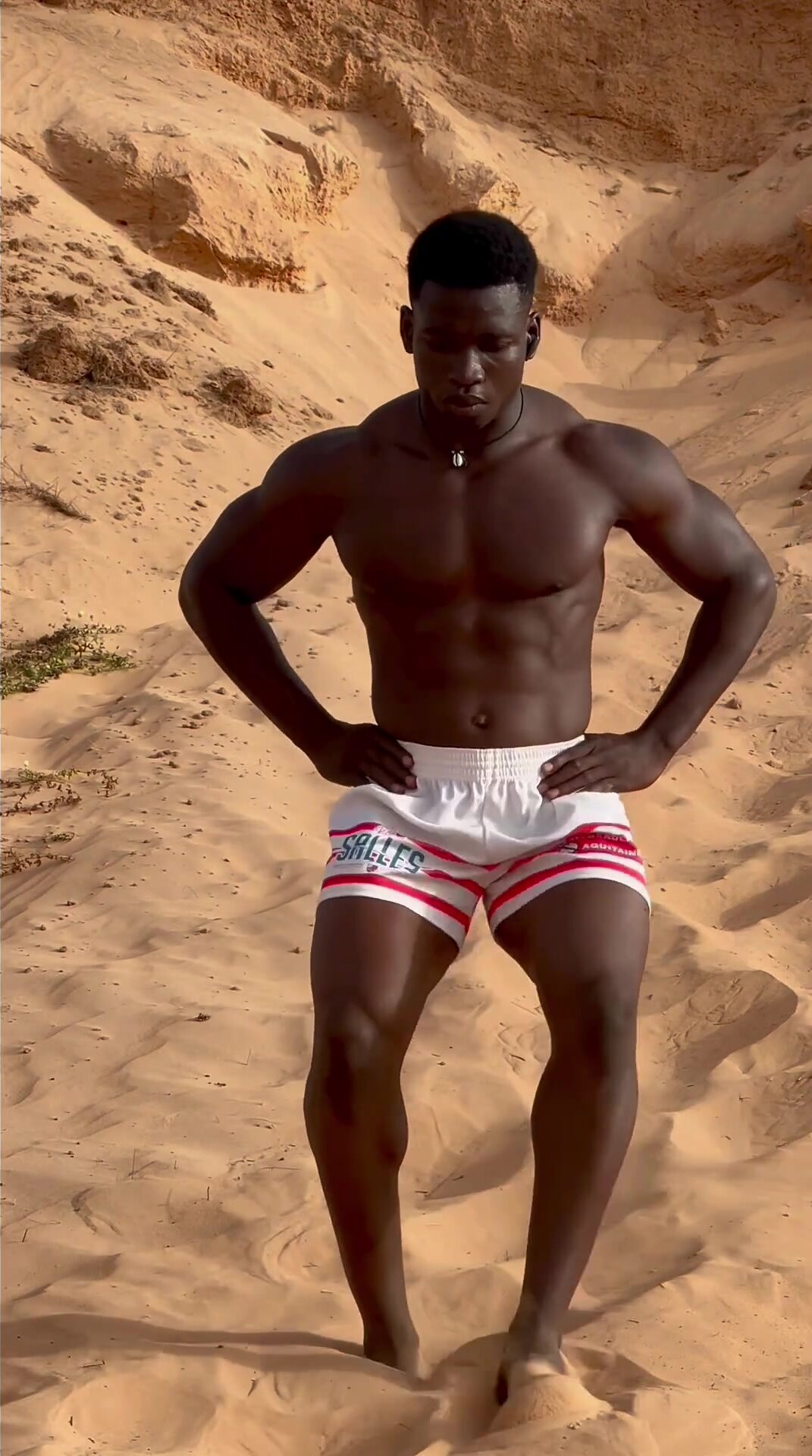 Young senegalese muscle training