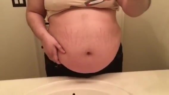 BBW Belly Play and Talking in the Mirror
