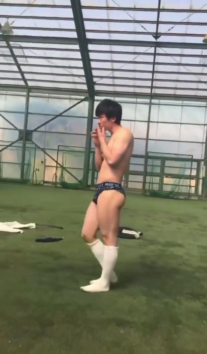 Japanese guy in hiked up undies and socks