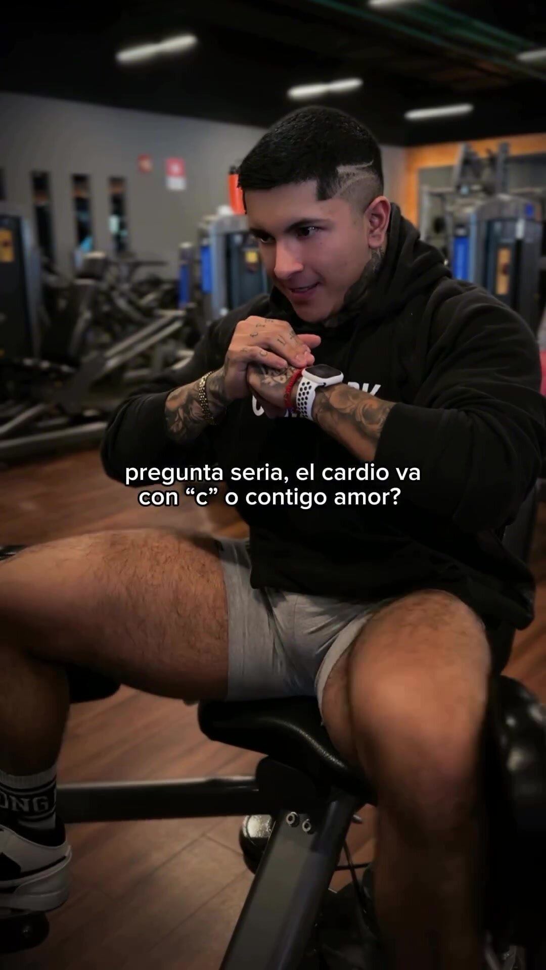 Hot workout, nice bulge and legs