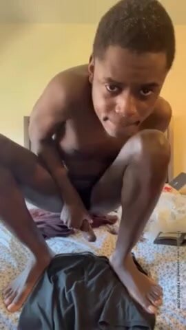Black guy cums on his boxer