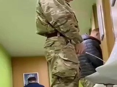 big-dicked soldier caught taking a piss