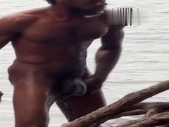 naked hung jamaican trade bathes in the river