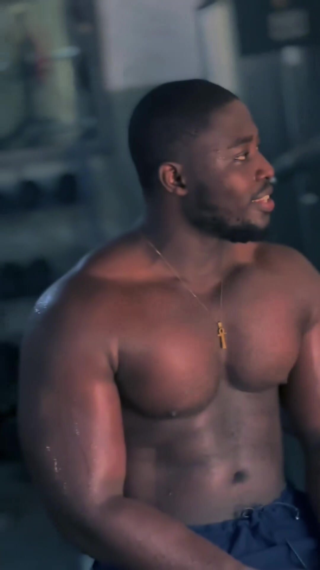 Beautiful black muscle male and his pecs