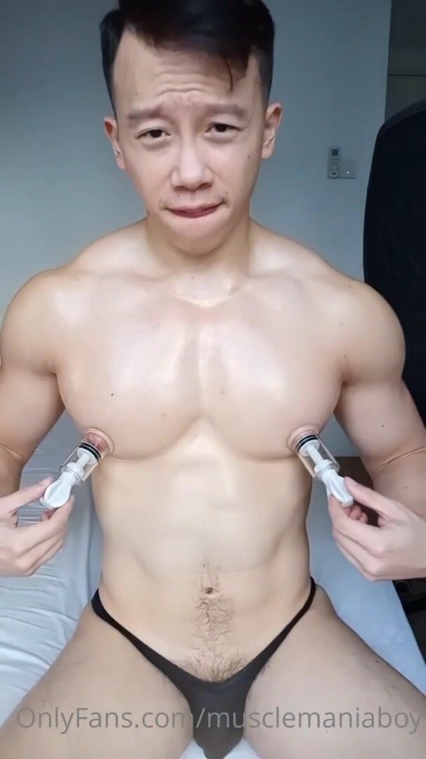 asian boy muscle pecs nipple play session