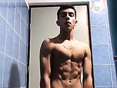gymrat teen showing off muscular body and hairy dick