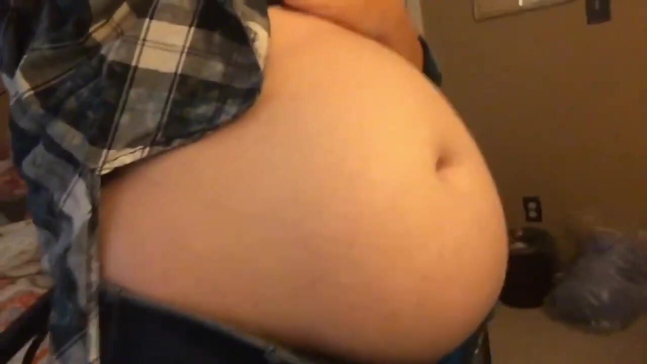big belly girl in fannel