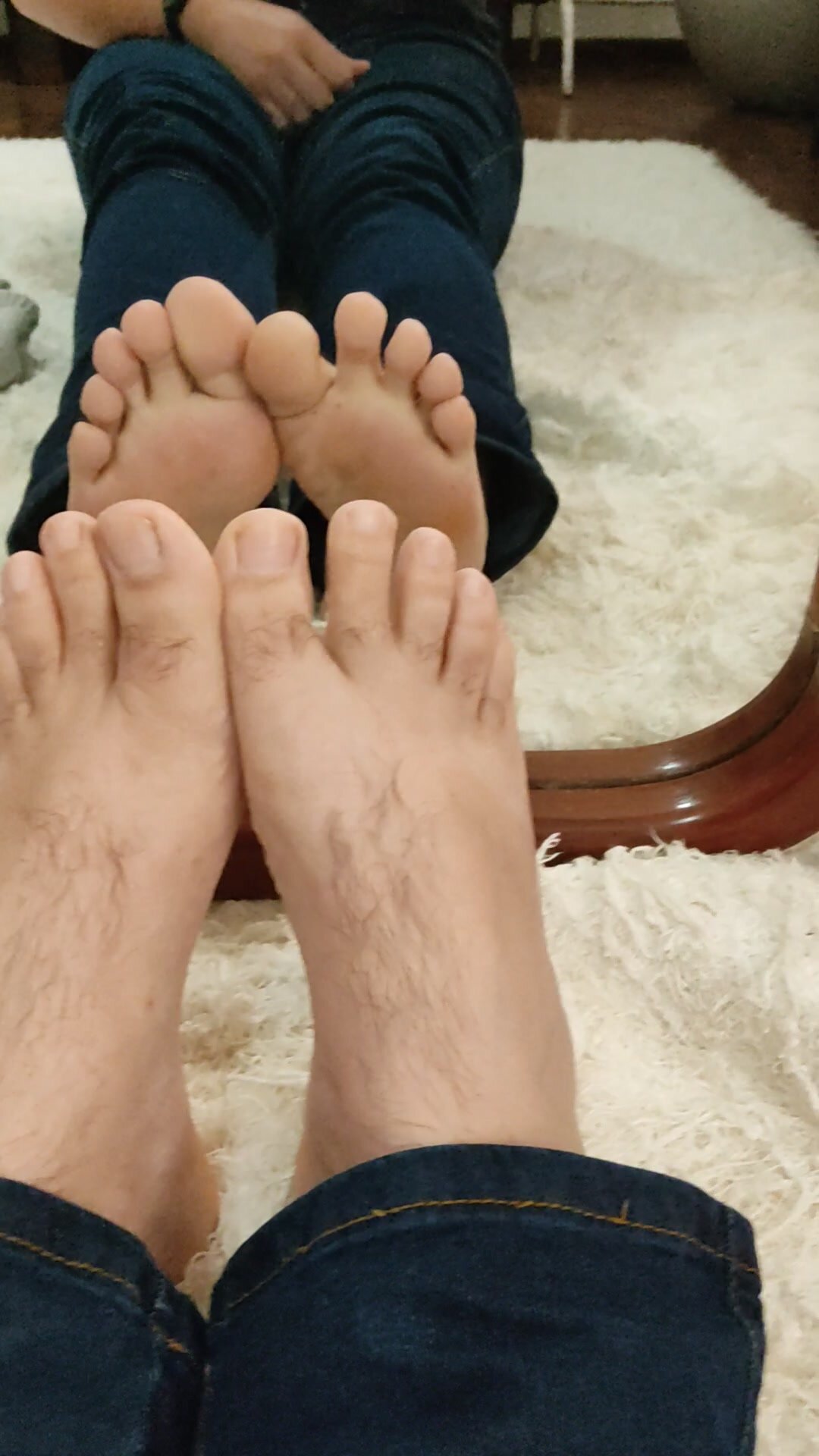 Showing soles and feet