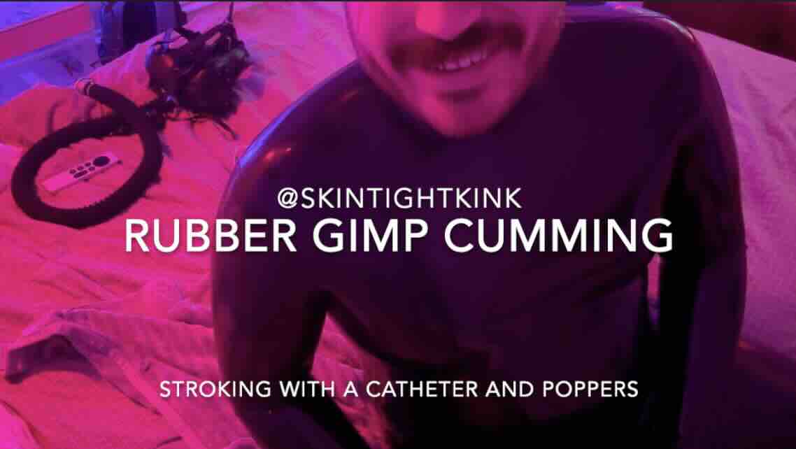 Gimp stroking and cumming with catheter and poppers