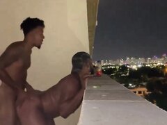 Big booty bottom gets fucked on balcony