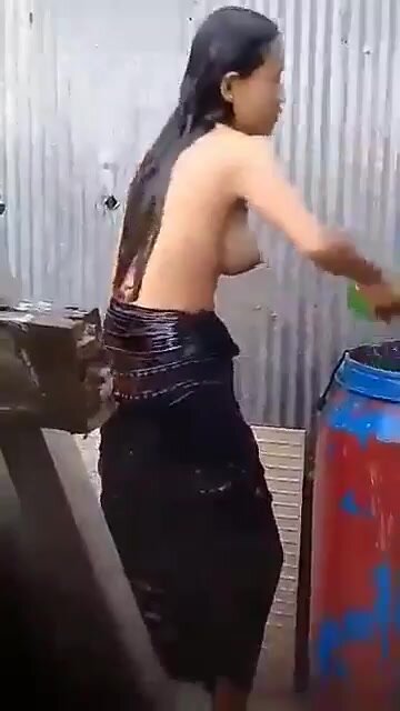 Myanmar Girl bathing caught by hidden cam
