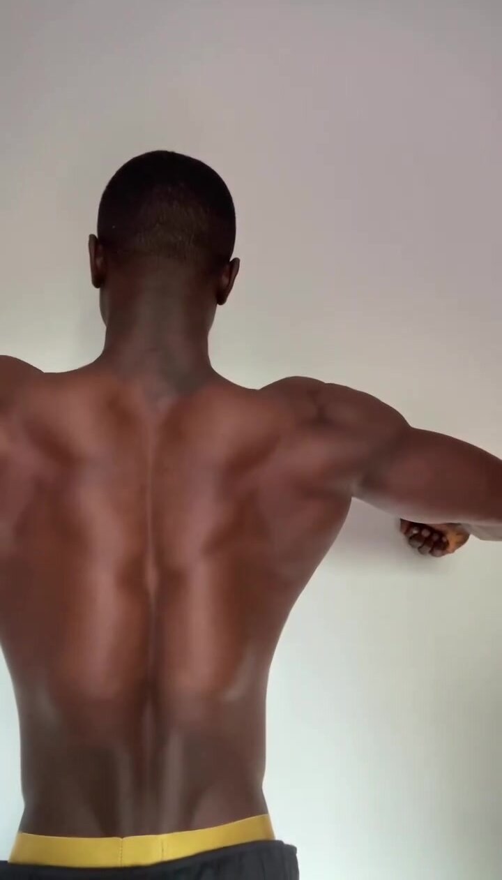 Black African male showing his muscles