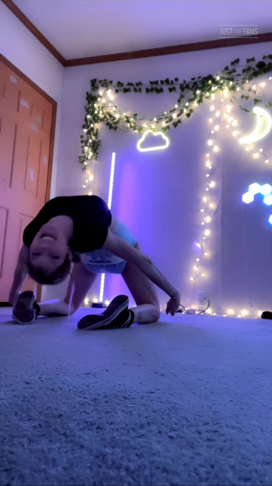 Diaper girl doing yoga