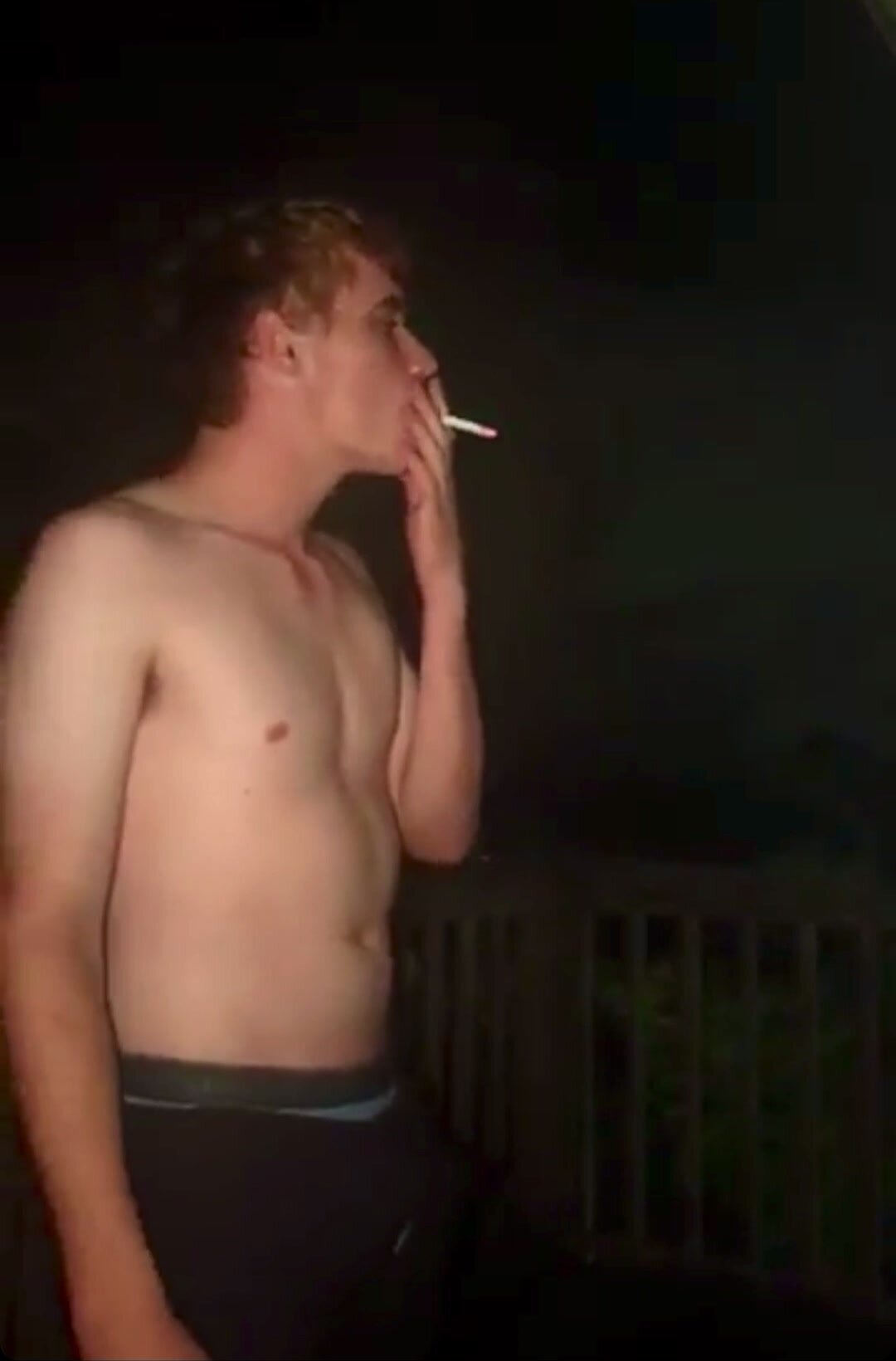 Hot blond boy smoking shirtless 
