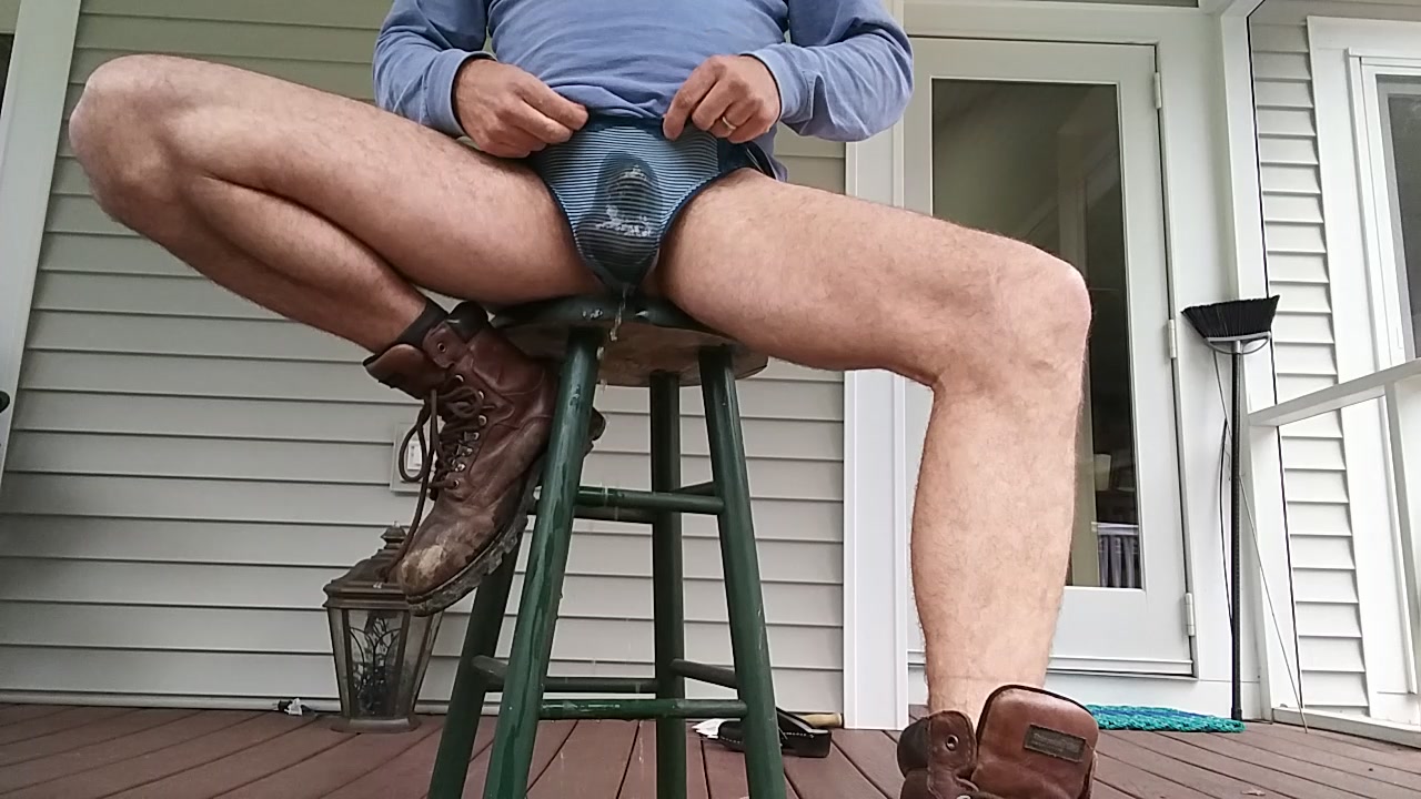Me - Pissing in my thong and work boots