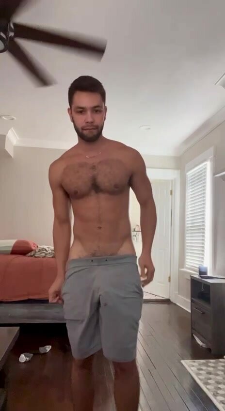 Hairy guy shows off his body and hole