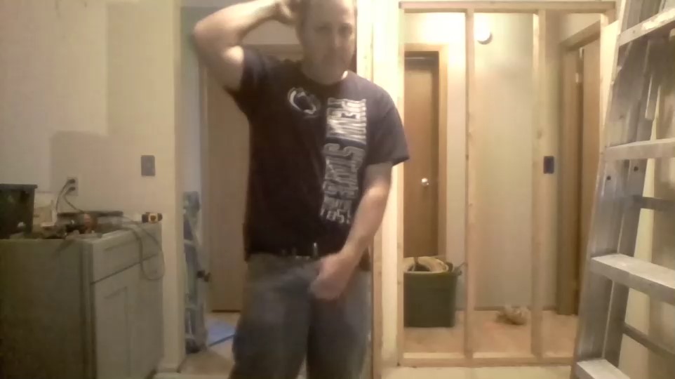 man taked a break to jerk his hairy dick