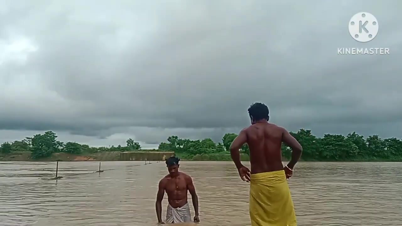 Desi twinks bathing in the river
