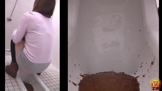 Asian girl liquid stool in toilet