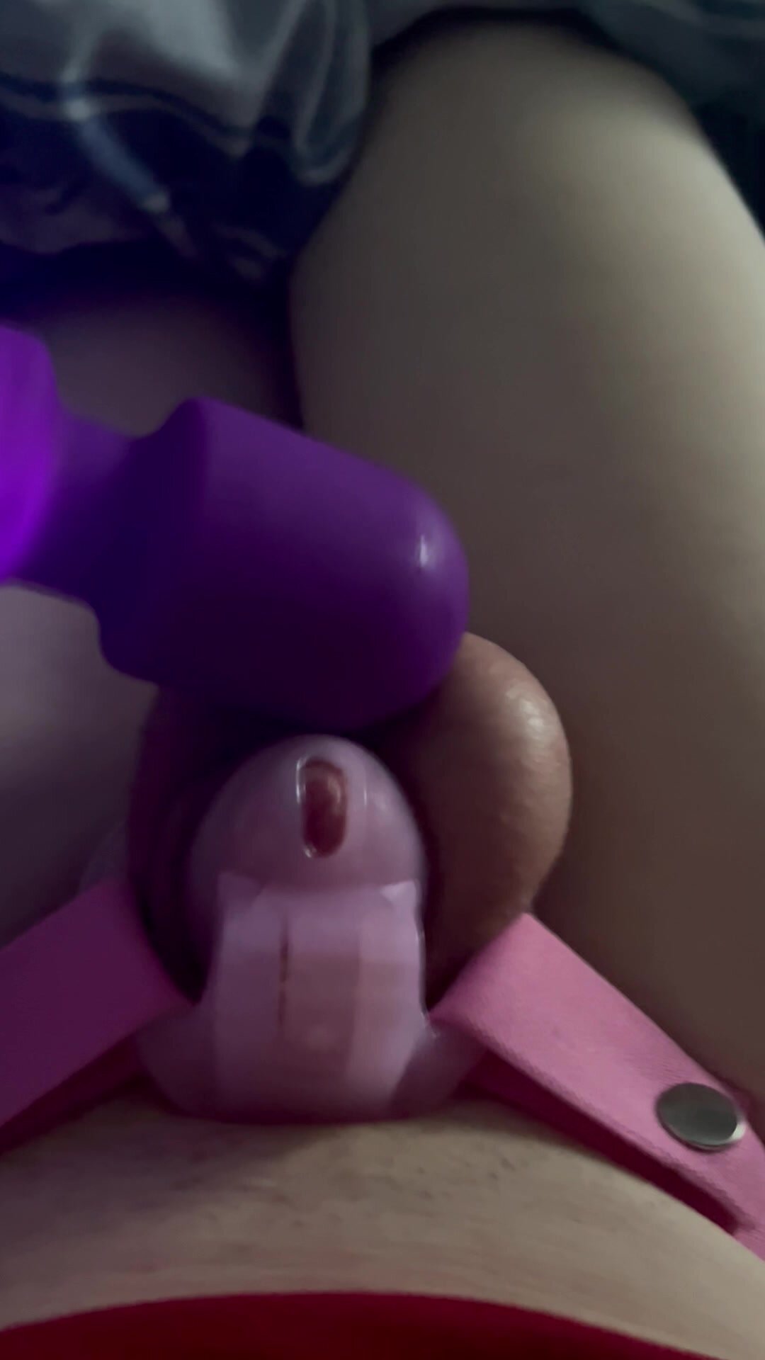 Chastity fem sissy pleasuring herself with vibrator