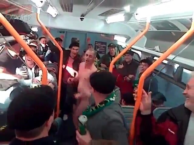 Lad gets naked on train in front of friends