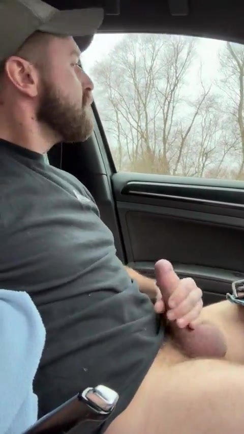 Bearded dad strokes in car 1