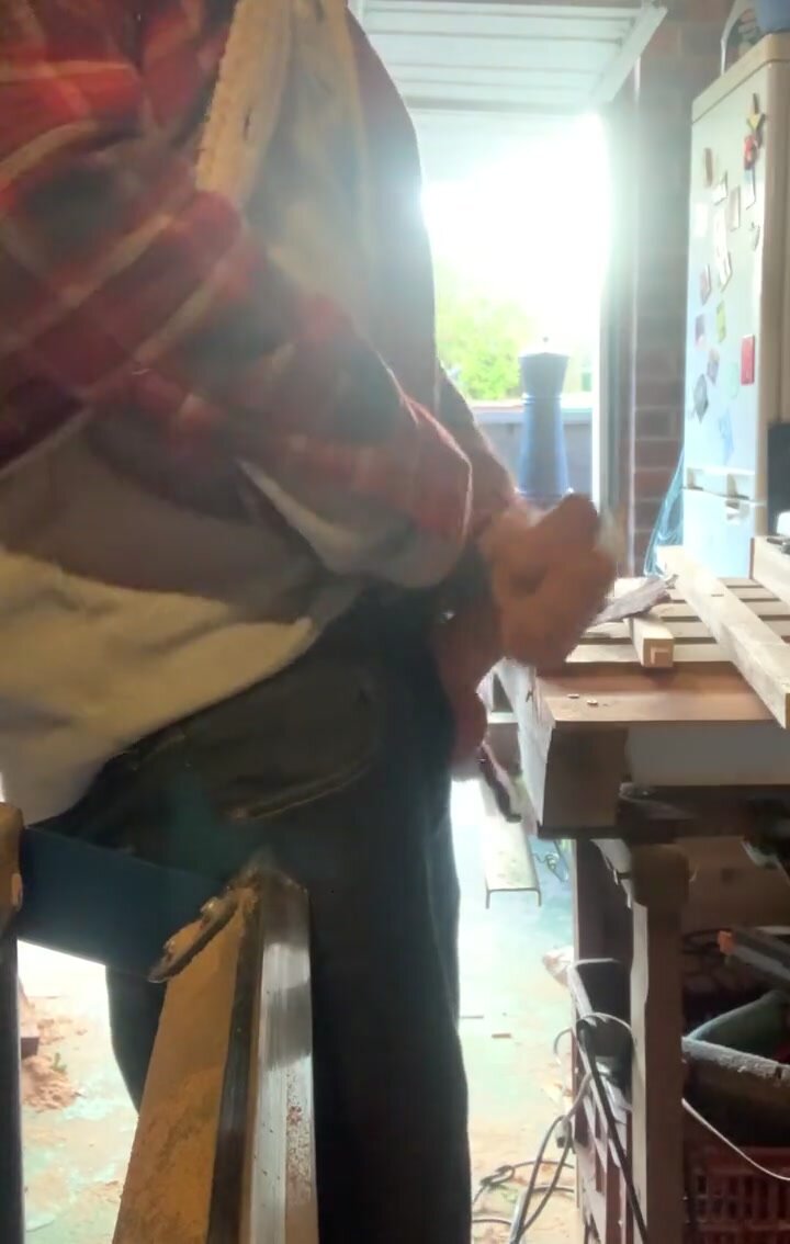 Tradie handles his wood
