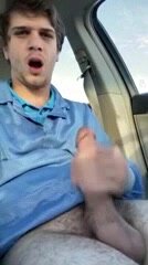 Hot hairy guy jerking off in his car