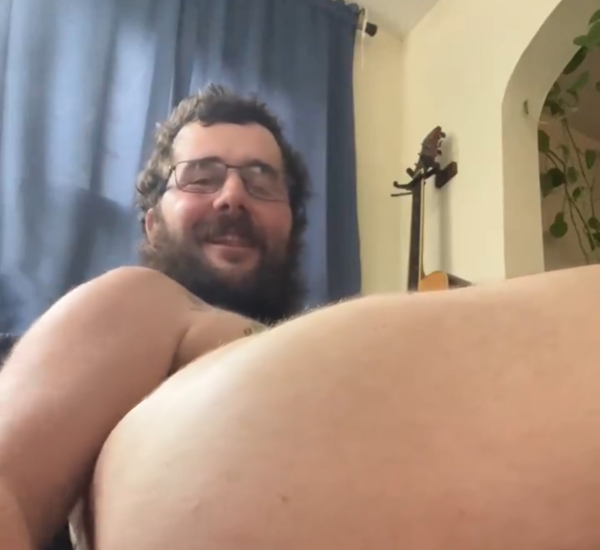 Dad plays with his dildo