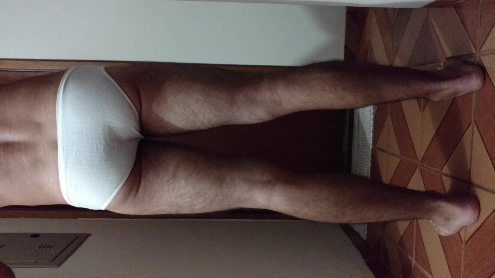 Pooping White briefs