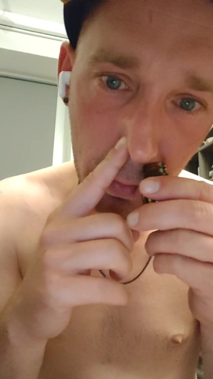 Hot sexy poppers sniffer getting high