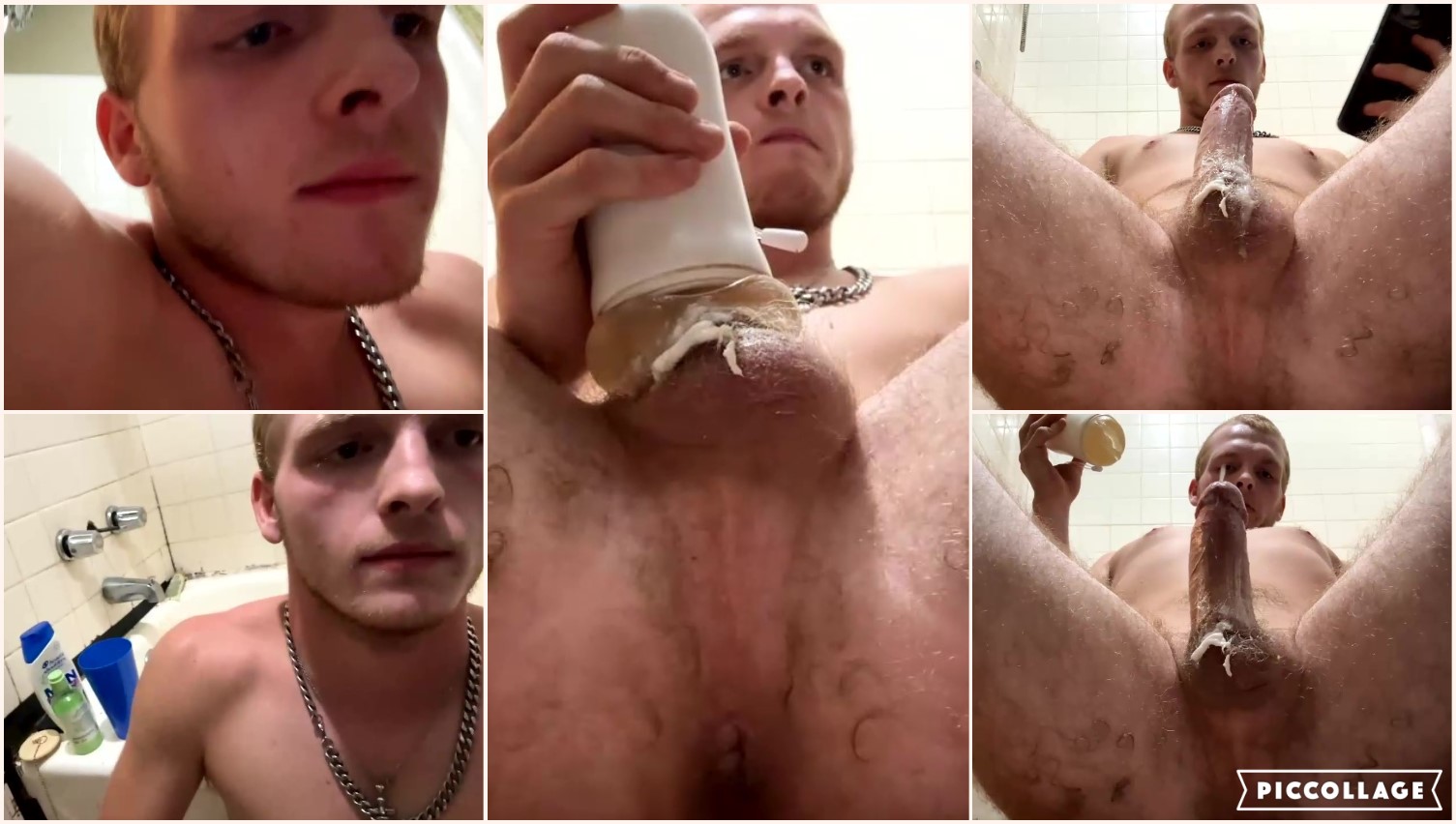 Blond Country Teen Dude Jerks Off In Bathroom