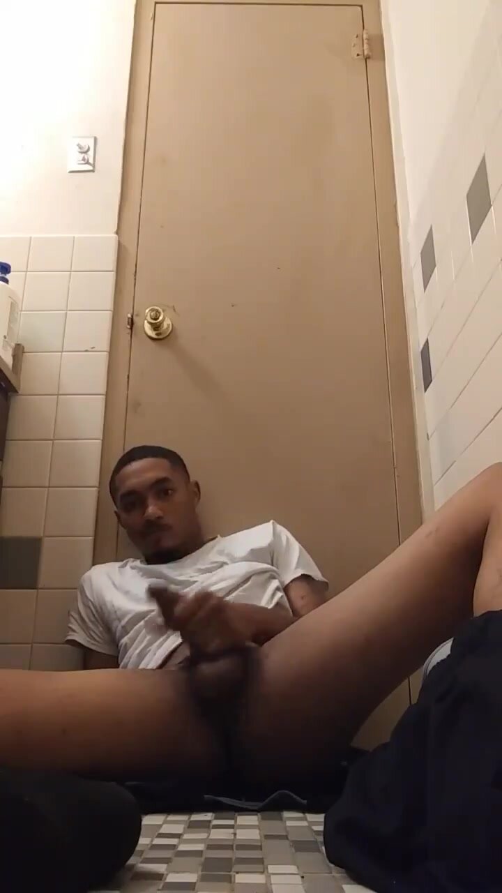Jerking off on bathroom floor