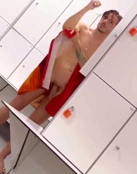 guy dries himself