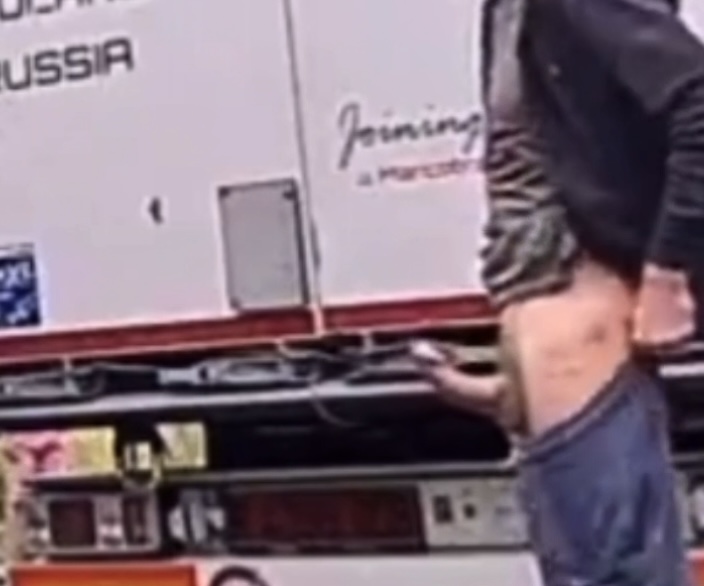 Exhibitionist exposes his erection at truck stop