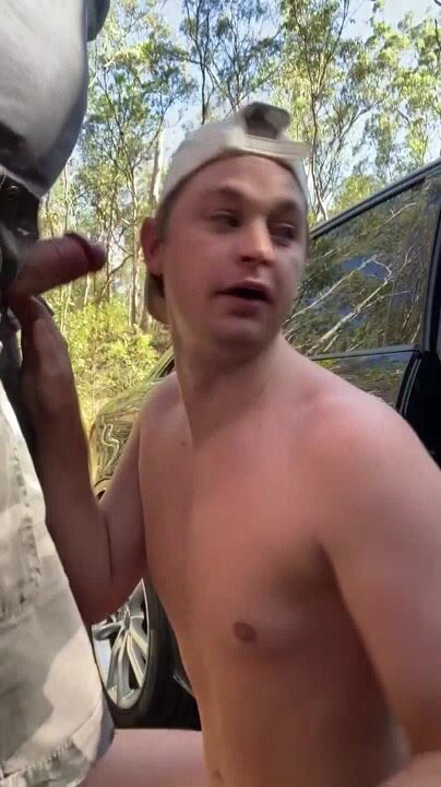 Aussie twink sucks public cock