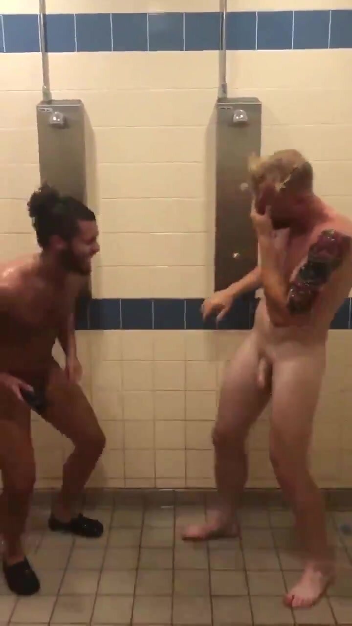 straight guys  joking in the shower