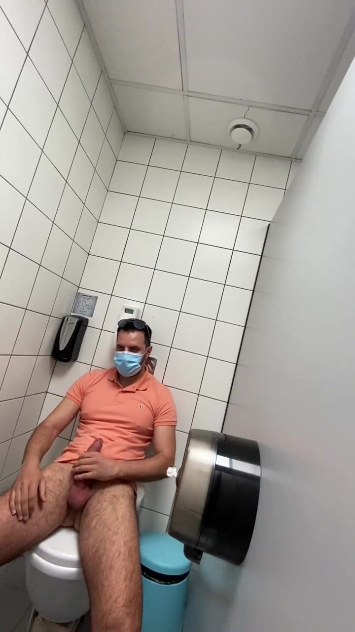 greek guy cums in public toilet