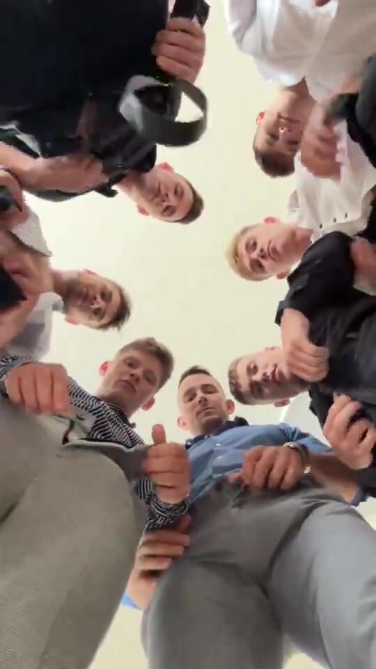 Under a group of friends jerking together