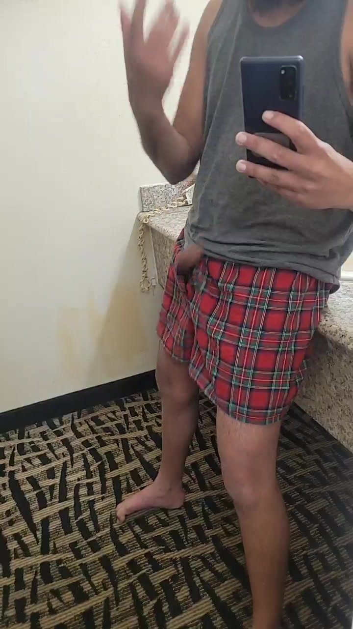 Playing with my cock in a motel room p1