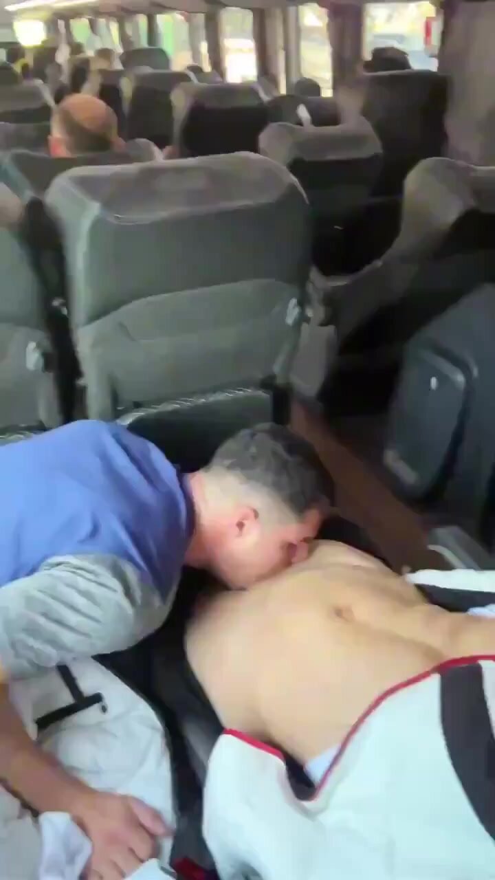 Hung Jock Gets Head On Bus -- PUBLIC PLAY