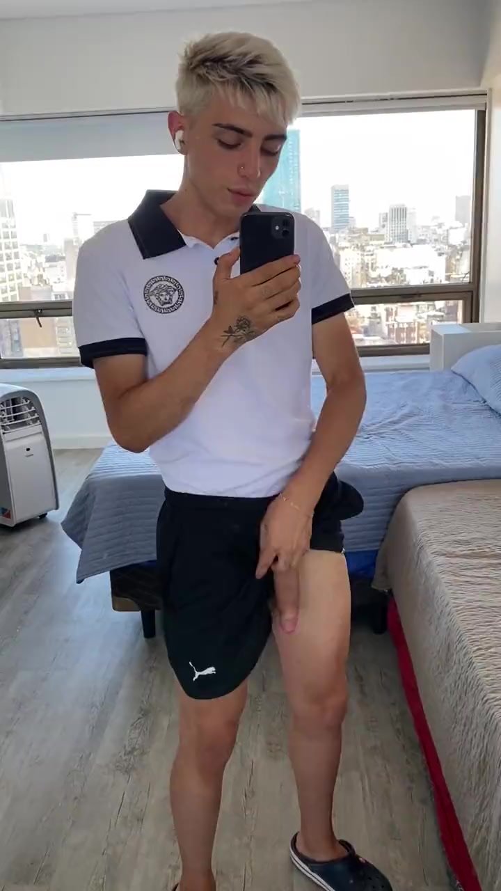 Young Latin show his uncut soft meat