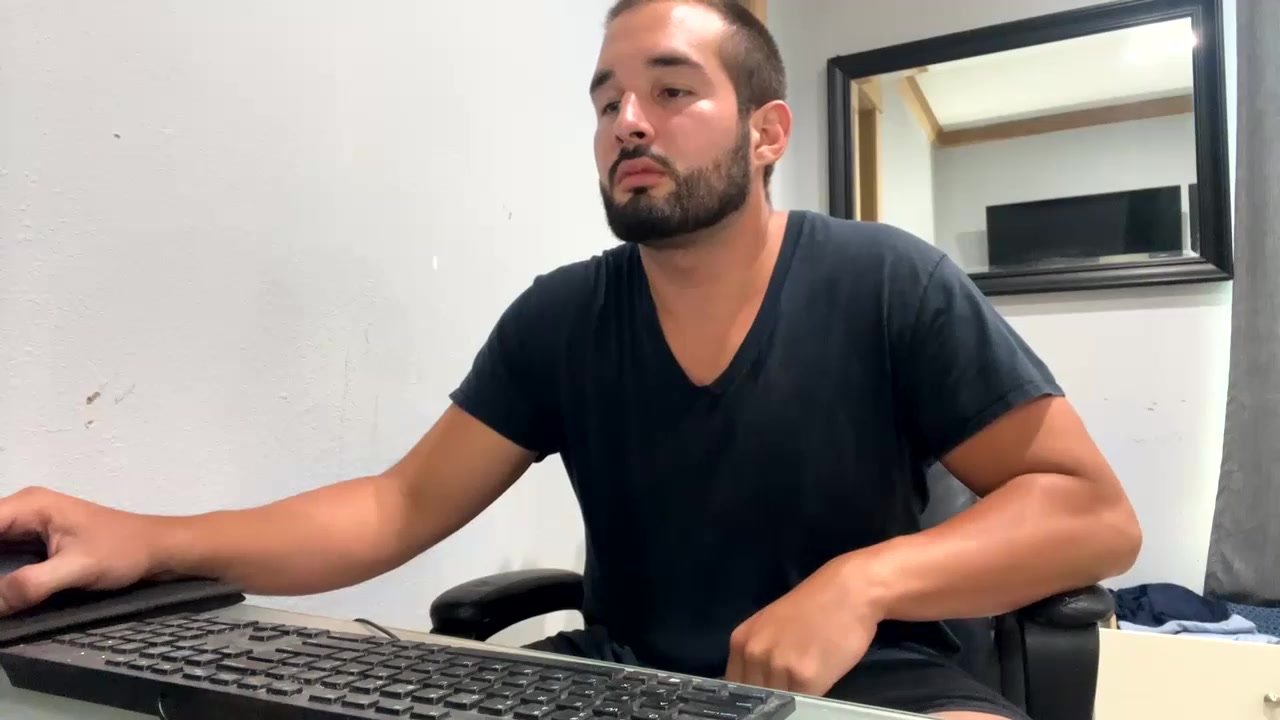 Horny Guy Cums On His Black Shirt