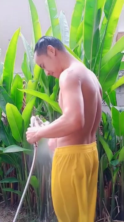 Thai daddy bathing