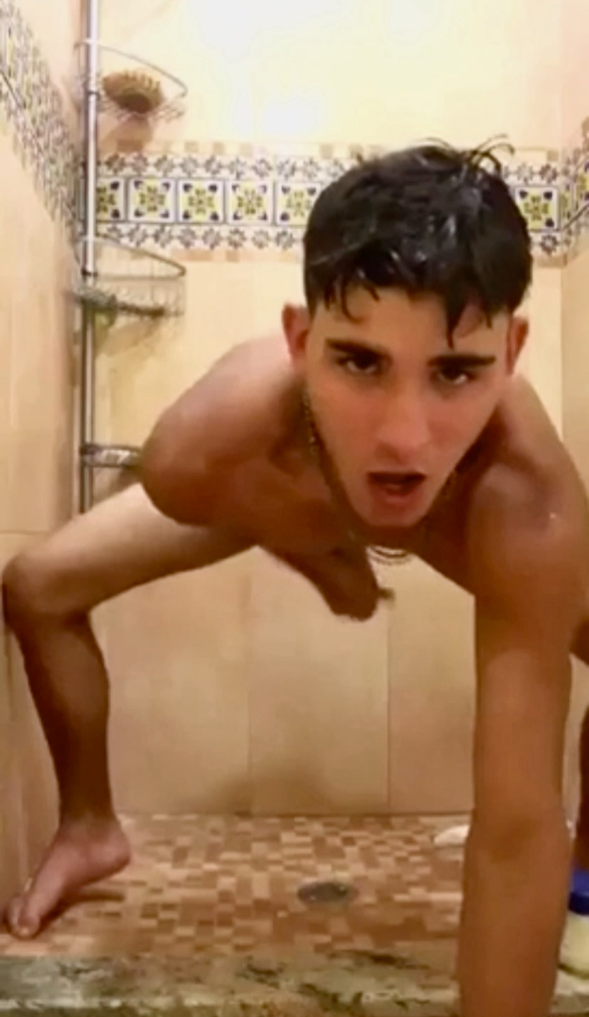 Little bro jerking off in the shower
